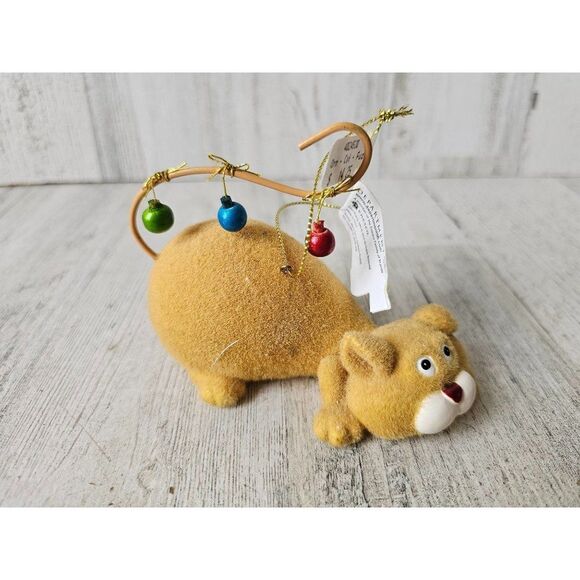 Dept 56 fuzzy orange tabby cat kitten ornament vintage Xmas tree - Picture 1 of 7
